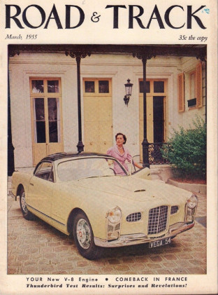 ROAD & TRACK 1955 MAR - NEW V-8s & T'BIRD, M-B W196 SAAB 92-B, KURTIS 500M